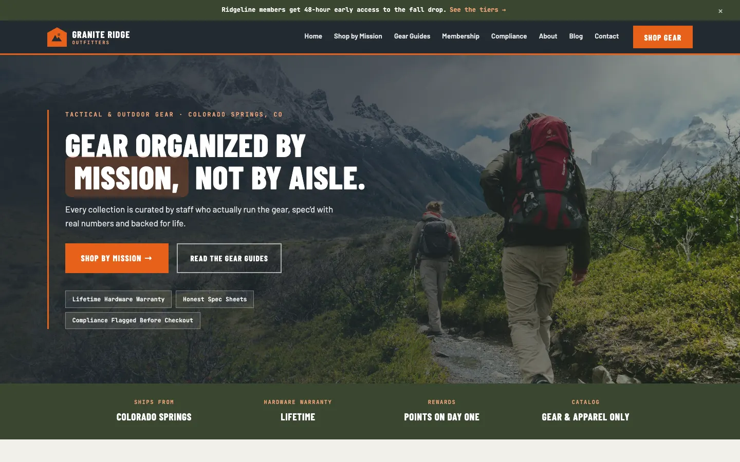 Granite Ridge Outfitters website